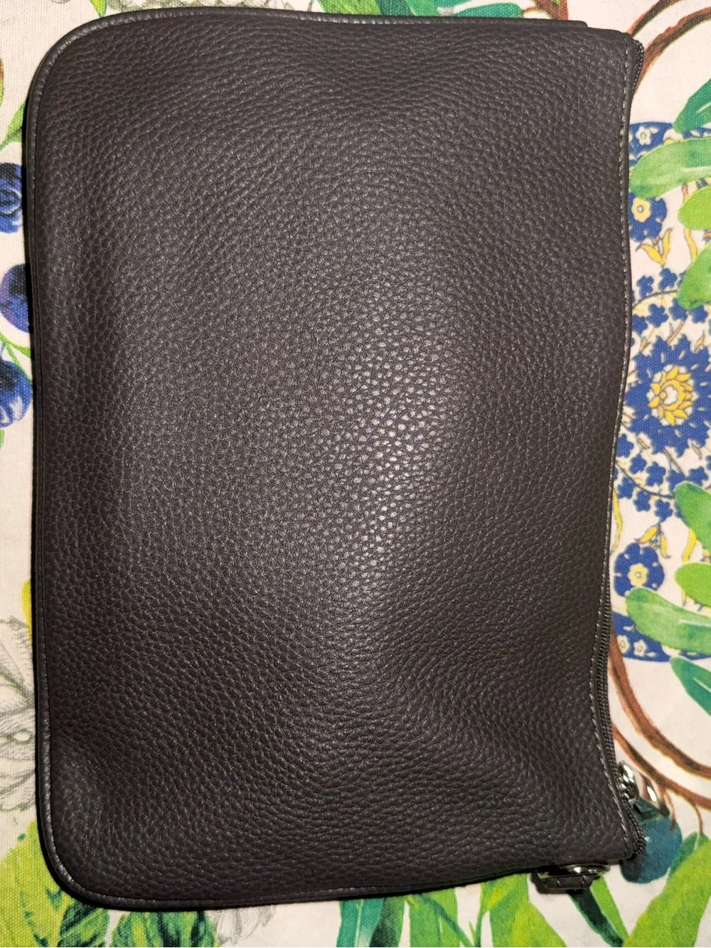 Thirty-One | Leather Clutch with Pink Flamingo Embroidery